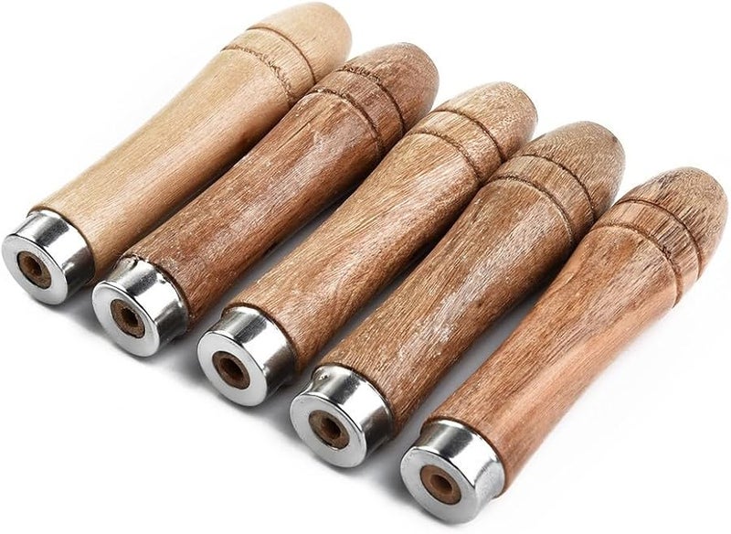 Wooden File Handle Replacement 5 Pack with Metal Collar for 4 to 6 Inch Files 9cm Length - Image 5